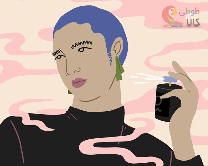 زن در حال عطر زدن