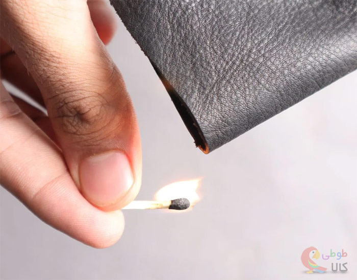 تست اصل بودن کفش چرم با آتش