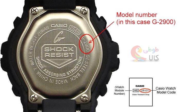 کد روی ساعت مچی کاسیو اصل