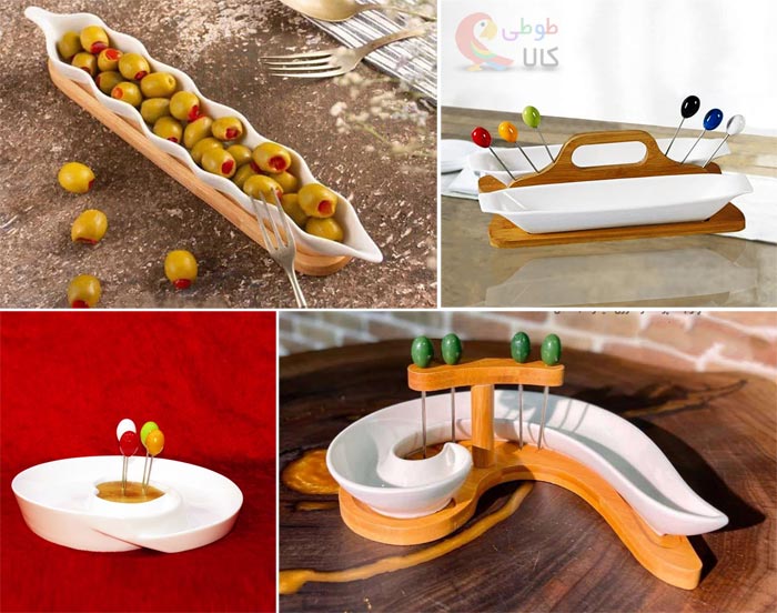 زیتون خوری سرامیکی زیره چوبی