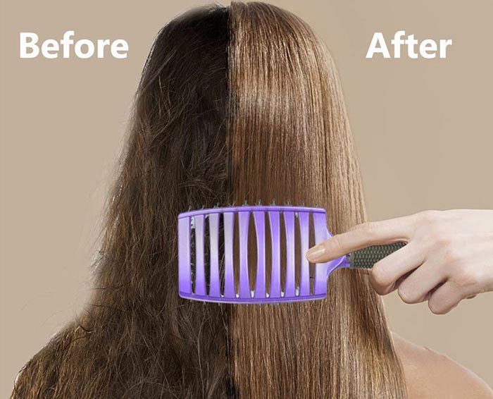 قبل و بعد از استفاده برس اکستنشن مو