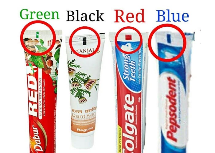 مفهوم رنگ انتهای تیوپ خمیردندان