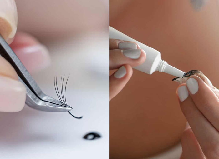 روش استفاده از چسب مژه