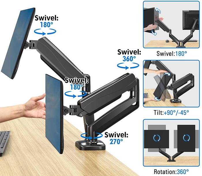 قابلیت چرخش پایه مانیتور
