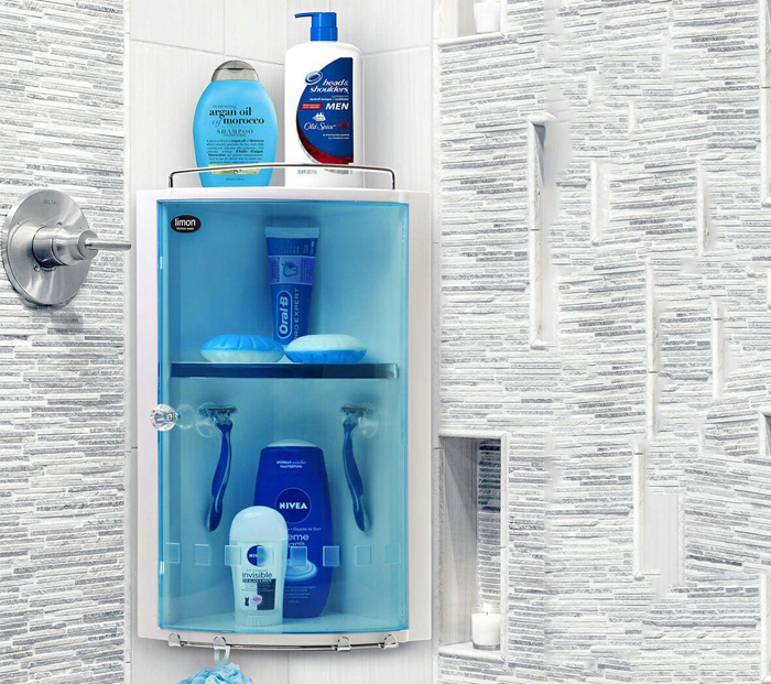 قفسه حمام پلاستیکی درب دار دو طبقه