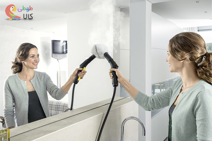 نحوه شستن آینه و شیشه با بخارشوی