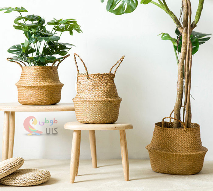 گلدان دکوری حصیری