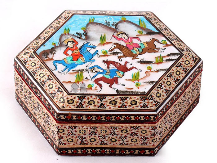 جعبه جواهرات مینا و خاتم کاری شده