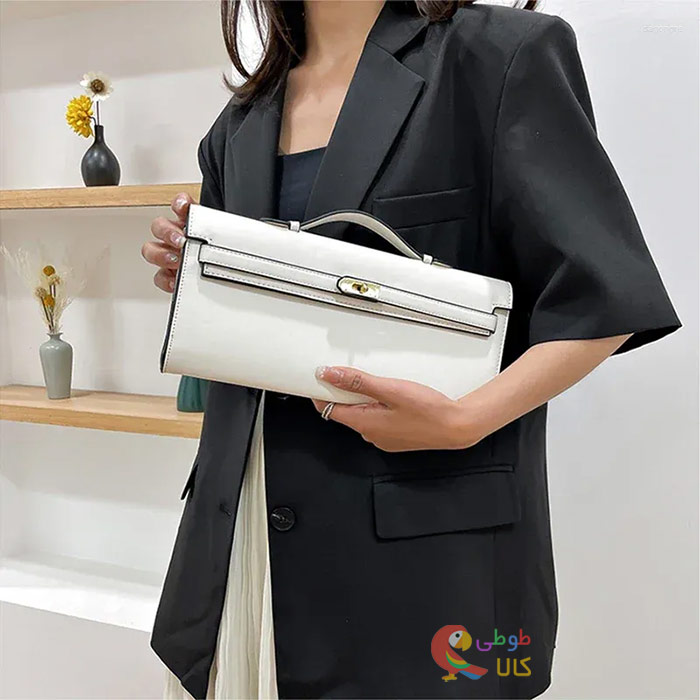 کیف کلاچ زنانه سفید بزرگ