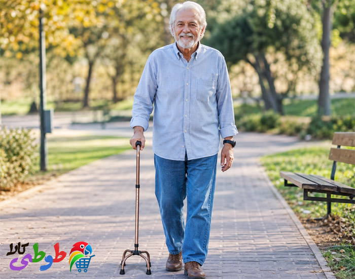 استفاده از عصای چهار پایه دار