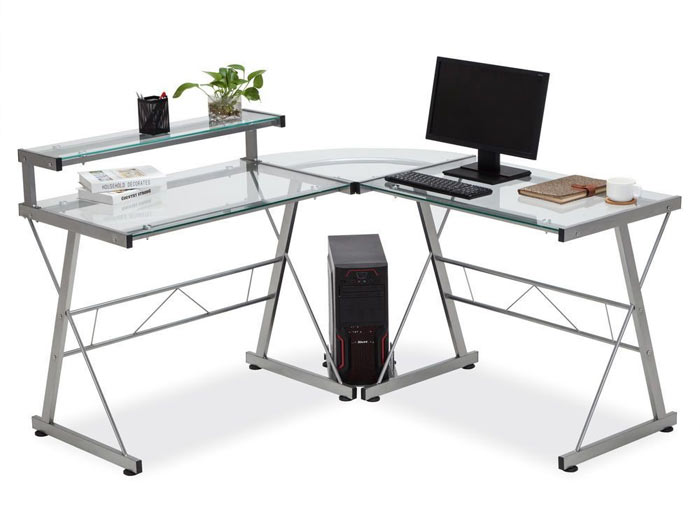 میز شیشه ای ال شکل