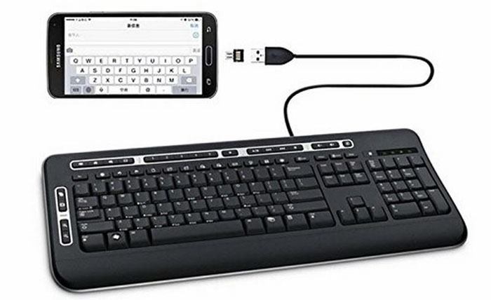 اتصال کیبورد با کابل او تی جی به گوشی