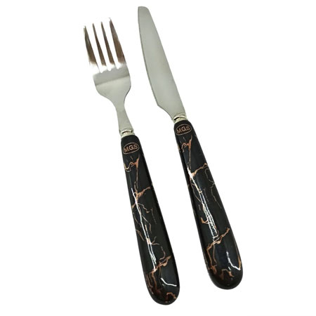 ست کارد و چنگال میوه خوری سرامیکی 12 پارچه ام جی اس مدل ماربل