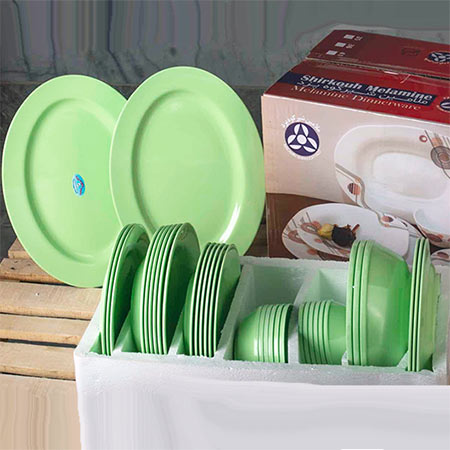 سرویس غذاخوری ملامین 35 پارچه 6 نفره رنگی گرد شیرکوه یزد