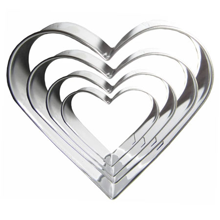 کاتر شیرینی پزی فلزی طرح قلب مدل Cookie Cutter بسته 4 عددی