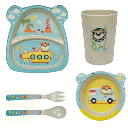 ظرف غذای 5 تکه کودک کوکو بامبو جنس پلیمر گیاهی و فیبر بامبو