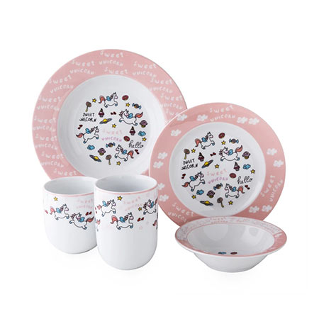 سرویس غذاخوری 5 پارچه کودک چینی زرین ایران مدل لیتل پونی درجه عالی