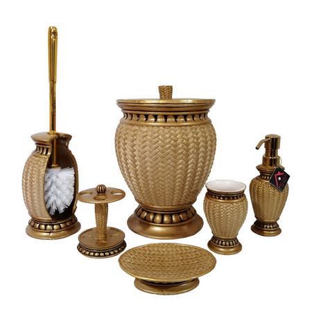 ست سرویس بهداشتی 6 پارچه پلی رزین طرح حصیری