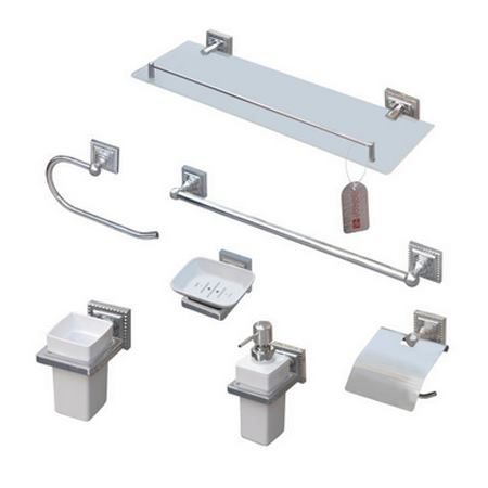 ست سرویس بهداشتی پلاستیک و استیل 7 پارچه کنتراست