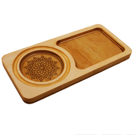 زیر لیوانی چوبی طرح دار تکی مدل A01