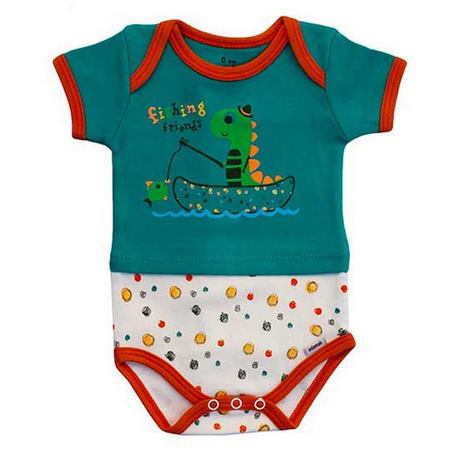 زیر دکمه دار آستین کوتاه نخی آدمک مدل Dinosaur