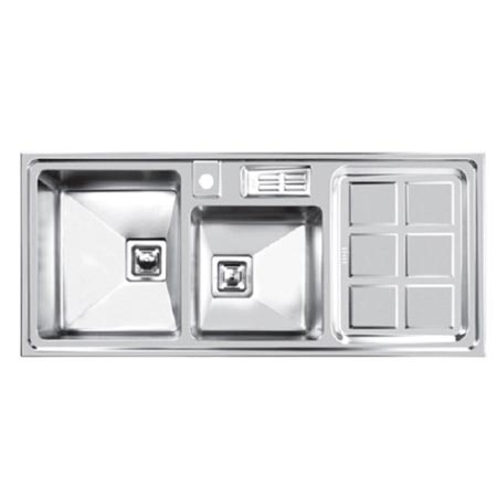 سینک ظرفشویی اخوان جنس استیل مدل توکار دو لگنه