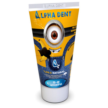 خمیر دندان کودک آلفادنت مدل بدون فلوراید 50 میلی لیتر طرح مینیون