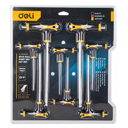 آچار آلن دسته پی دلی مدل DL233208 بسته 8 عددی