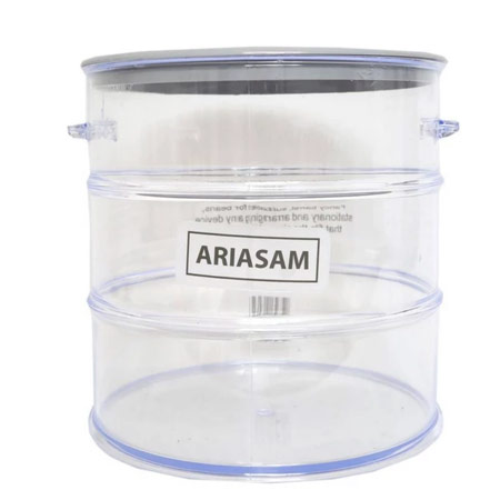 سطل برنج شیشه ای شفاف آریاسام مدل بشکه نفت