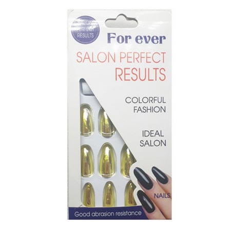 ناخن مصنوعی طلایی مدل MM بسته 12 عددی