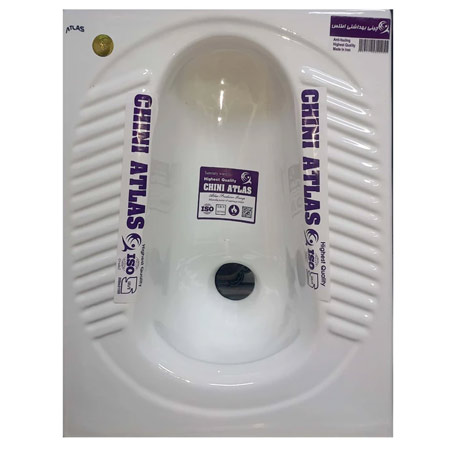 توالت زمینی چینی اطلس مدل ریملس طرح خطی دایره ای