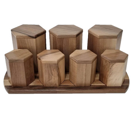 جا ادویه 7 پارچه چوب گردو مدل اطلس