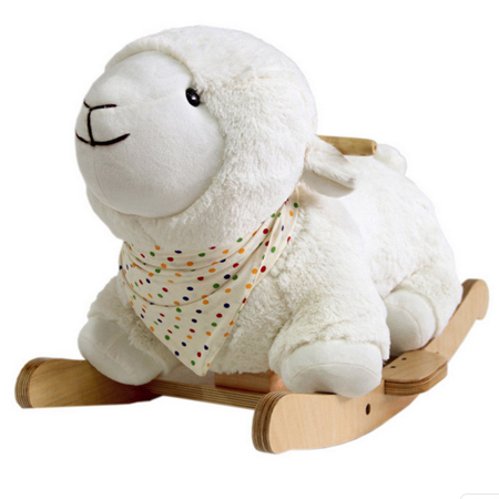 راکر کودک چوبی و پارچه ای طرح بره مدل Ayr29