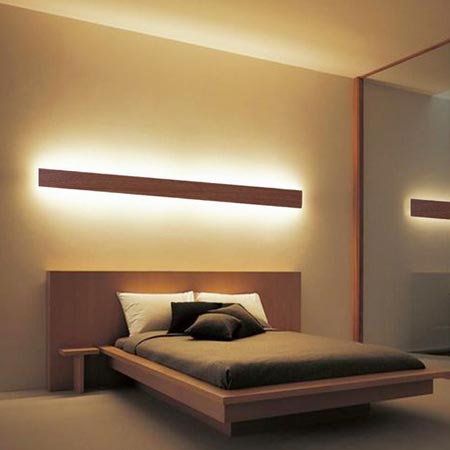 چراغ دیواری جنس چوب ام دی اف با روکش ملامینه و نور مخفی