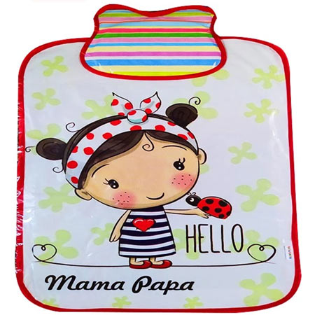 زیرانداز تعویض نوزاد طرح دختر و کفشدوزک پلاستیکی