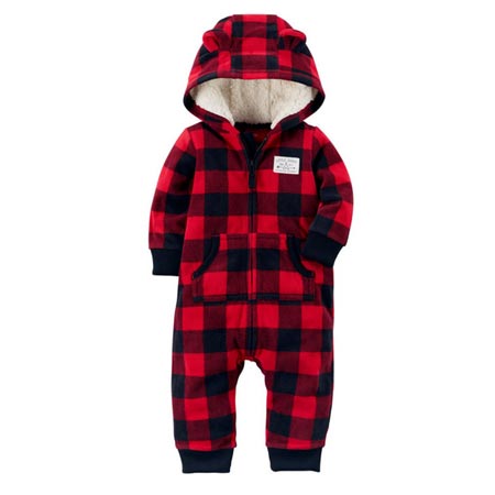 سرهمی نوزادی زمستانی کلاه دار کرکی برند کارترز