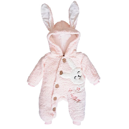 سرهمی نوزادی زمستانی مدل خرگوش رنگ صورتی دخترانه