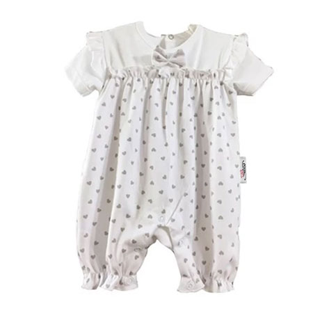 رامپر نوزادی مجلسی دخترانه برند آدمک مدل دلسا پنبه ای سفید