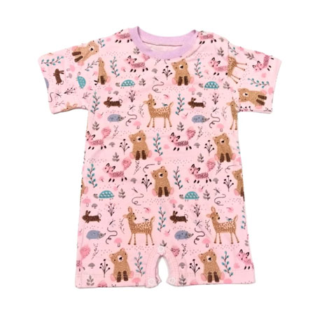 رامپر نوزادی دخترانه جنس الیاف نخی رنگ صورتی