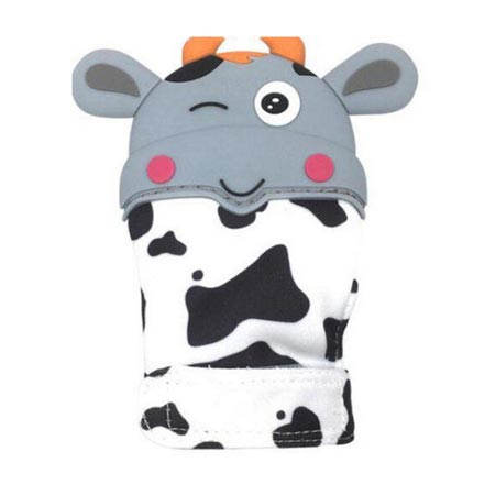 دستکش چسبی دندان گیر پارچه ای کودک با طرح گاو