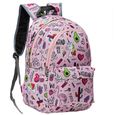 کوله پشتی دخترانه مهد کودک و مدرسه جنس پلی استر طرح دار