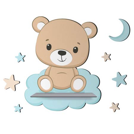 شلف دیواری اتاق کودک باروچین مدل خرس و ابر