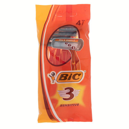 خود تراش بیک سه تیغ مدل Sensitive بسته 4 عددی