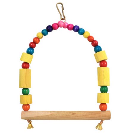 اسباب بازی پرندگان مدل تاب چوبی رنگارنگ