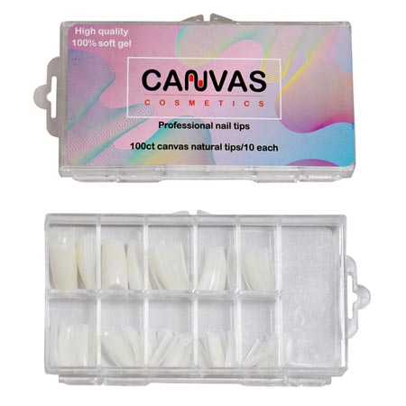 تیپ ناخن کانواس رنگ شیری بسته 100 عددی