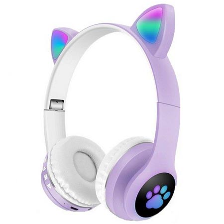 هدفون بلوتوثی مدل گربه ای تاشو میکروفون دار RGB