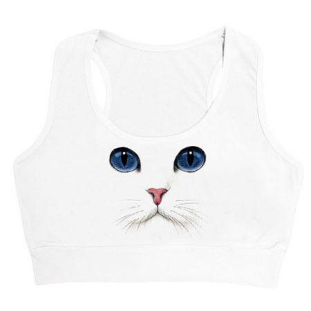 نیم تنه زنانه مدل گربه جنس پلی استر یقه گرد فری سایز