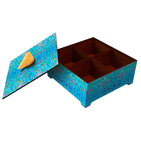جعبه پذیرایی مدل نوشین با طرح سنتی آبی فیروزه ای