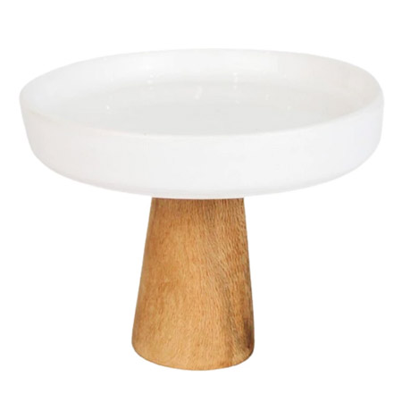 استند پذیرایی سرامیکی پایه چوبی کوچک