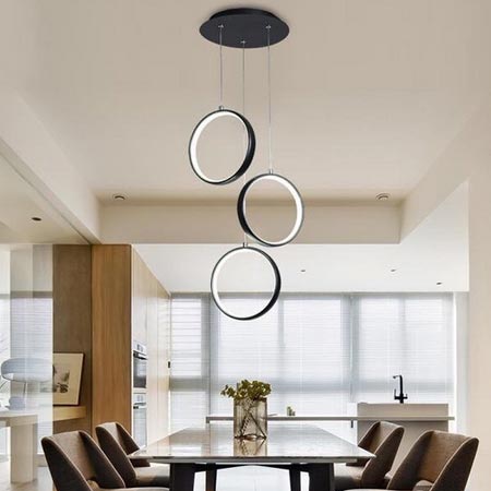 لوستر مدرن ام کی لایتینگ سه حلقه ای ریموت دار